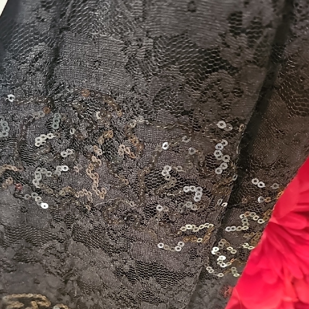 Deb Elegant Black Sequin Tank Top With Crop Overlay Size Xlarge - Picture 4 of 9